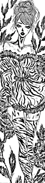 Free colorable bookmarks of a woman in a flowy outfit